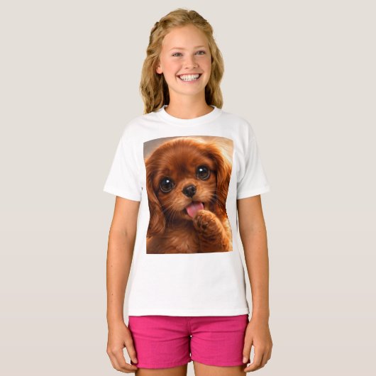 Schattige Ruby Cavalier Spaniel T-shirt (Voorkant volledig)