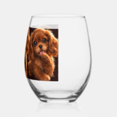 Schattige Ruby Cavalier Spaniel Wijnglas Zonder Voet (Rechts)