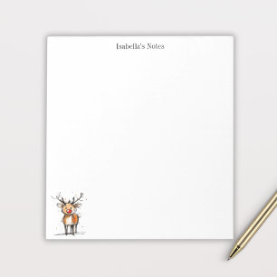 Schattige Rudolf Rendier Kerst Illustratie Notitieblok