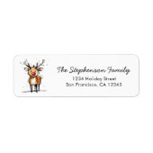 Schattige Rudolf Rendier Kerst Retouradres Etiket (Voorkant)
