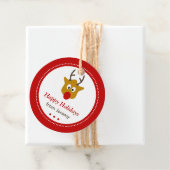 Schattige Rudolph de Rendier Rode Kerst Feestdagen Bedankjes Labels (In situ)