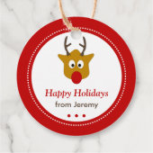 Schattige Rudolph de Rendier Rode Kerst Feestdagen Bedankjes Labels (Achterkant)