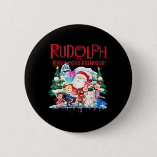 Schattige Rudolph de rode neus rendier kerstspecif Ronde Button 5,7 Cm