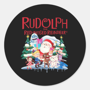 Schattige Rudolph de rode neus rendier kerstspecif Ronde Sticker
