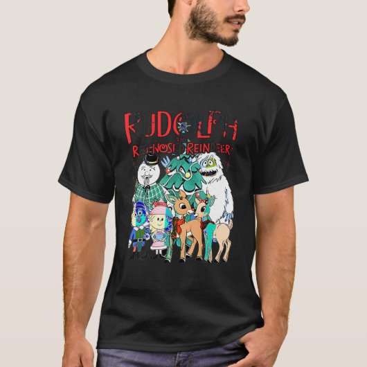 Schattige Rudolph de rode neus rendier kerstspecif T-shirt (Voorkant)