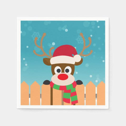 Schattige Rudolph De Rode Neus Rendier | Servet (Voorkant)