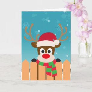 Schattige Rudolph De Rode Neus Rendier   Wenskaart Kaart