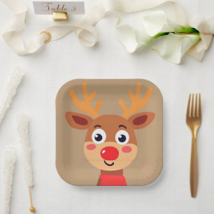 Schattige Rudolph de rode neus rendieren papier Bo Papieren Bordje