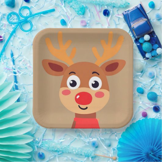 Schattige Rudolph de rode neus rendieren papier Bo Papieren Bordje (Feest)