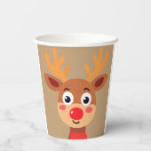 Schattige Rudolph de rode neus rendieren papier cu Papieren Bekers (Achterkant)