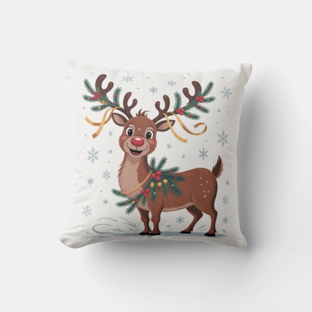 Schattige Rudolph met gouden accenten Kussen (Voorkant)