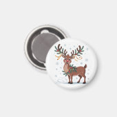 Schattige Rudolph met gouden accenten Magneet (Voorkant / Achterkant)