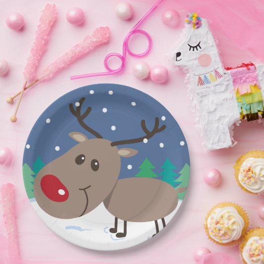 Schattige Rudolph - Party borden Papieren Bordje (Feest)