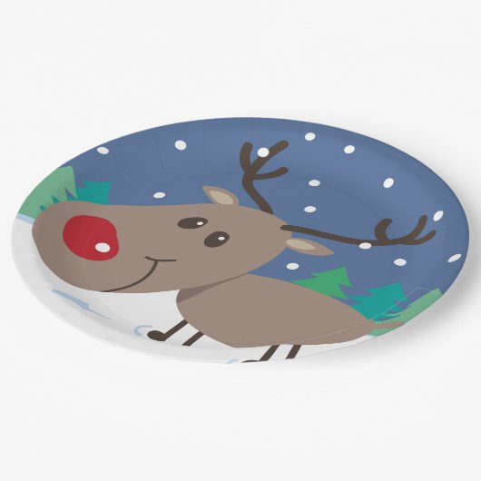 Schattige Rudolph - Party borden Papieren Bordje (Gekanteld)