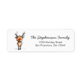 Schattige Rudolph Rendier Kerst Retouradres Etiket (Voorkant)