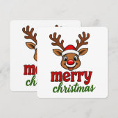 Schattige Rudolph Rendier Kerstmis Kaart (Voorkant / Achterkant)