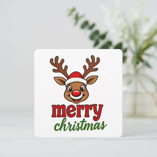 Schattige Rudolph Rendier Kerstmis Kaart (Staand voorkant)