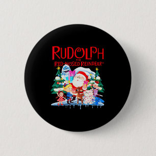 Schattige Rudolph The Red Nosed Reindeer Kerstmis Ronde Button 5,7 Cm