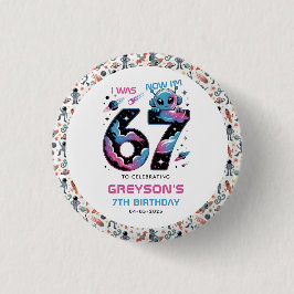 Schattige Ruimte 7e Verjaardag | Zes & Zeven Jaar Ronde Button 3,2 Cm