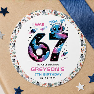 Schattige Ruimte 7e Verjaardag   Zes & Zeven Jaar  Ronde Sticker