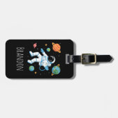 Schattige Ruimte Astronaut Jongens Bagagelabel (Voorkant horizontaal)