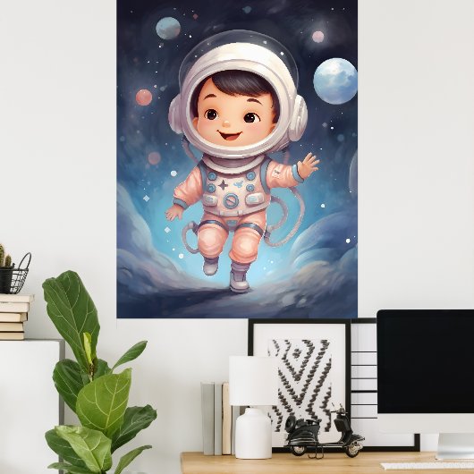Schattige ruimte Kinder Explorer Poster (Thuiskantoor)