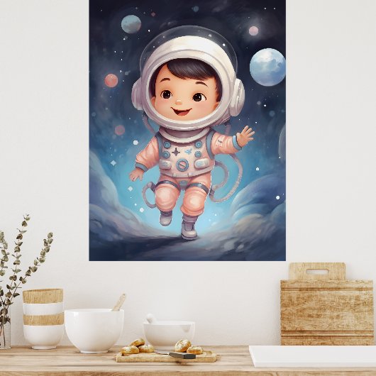 Schattige ruimte Kinder Explorer Poster (Keuken)