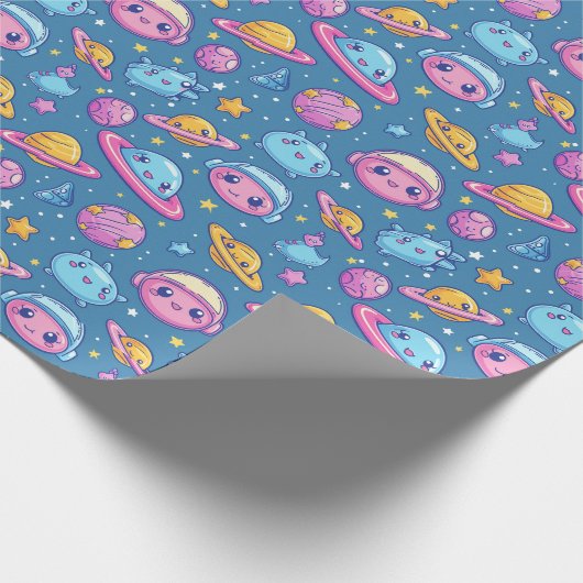 Schattige ruimteavonturen Kinder Cadeaupapier (Hoek)