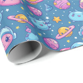 Schattige ruimteavonturen Kinder Cadeaupapier (Rol Hoek)
