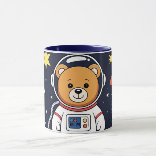 Schattige Ruimtebeer Astronaut Illustratie Mok (Midden)