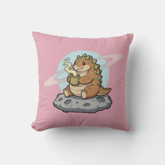 Schattige Ruimtedinosaurus Koffie Illustratie Kussen