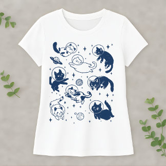 Schattige Ruimtekat Astronaut Kitty Melkweg Liefhe T-shirt