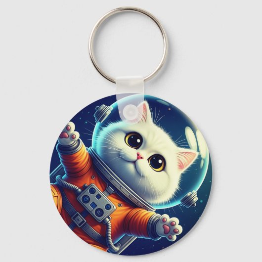 Schattige Ruimtekater Sleutelhanger (Voorkant)