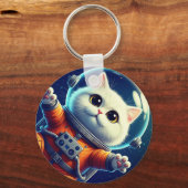 Schattige Ruimtekater Sleutelhanger (Achterkant)