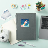Schattige ruimteraket die opstijgt sticker (iPad Cover)