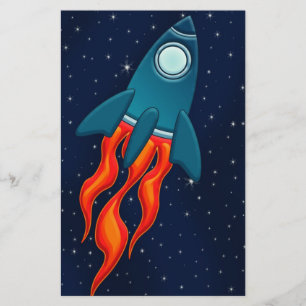 Schattige ruimteraket en ontwerp voor de buitenrui flyer