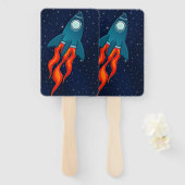 Schattige ruimteraket en ontwerp voor de buitenrui handwaaier (Voorkant en achterkant)