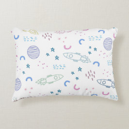 Schattige ruimteraketpatroon | Accent Kussen