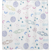 Schattige ruimteraketpatroon | Douchegordijn (Voorkant)