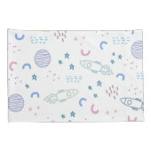 Schattige ruimteraketpatroon | Kussensloop (Achterkant-Rechts)