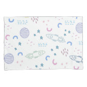 Schattige ruimteraketpatroon | Kussensloop (Voorkant-Rechts)