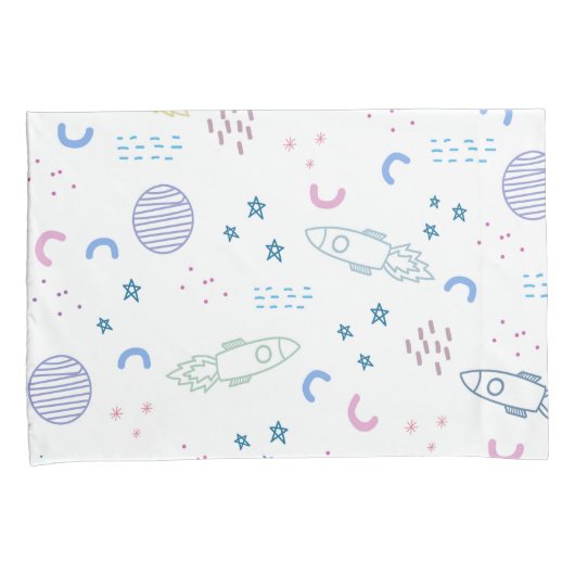Schattige ruimteraketpatroon | Kussensloop (Voorkant-Rechts)
