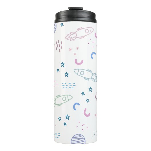 Schattige ruimteraketpatroon | Thermosbeker (Voorkant)