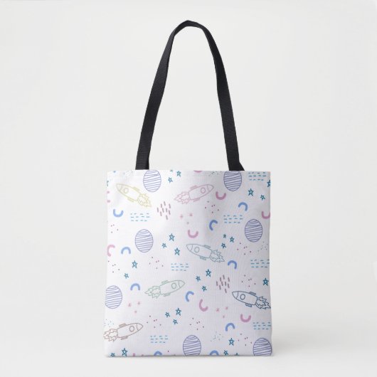 Schattige ruimteraketpatroon | Tote bag (Voorkant)