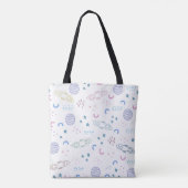 Schattige ruimteraketpatroon | Tote bag (Achterkant)
