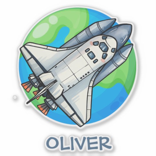 Schattige ruimteschip rond de aarde sticker (Voorkant)