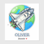 Schattige ruimteschip rond de aarde sticker (Vel)