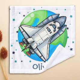 Schattige ruimteschip rond de aarde washandje