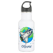 Schattige ruimteschip rond de aarde waterfles  (Voorkant)