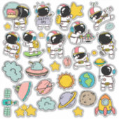 Schattige Ruimtevaarder Ruimte Stickers (Voorkant)